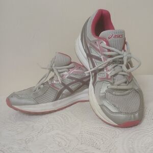 ASICS Jolt Grey/Pink Front Lace-Up Low-Top Running Shoes Women's Size 7M